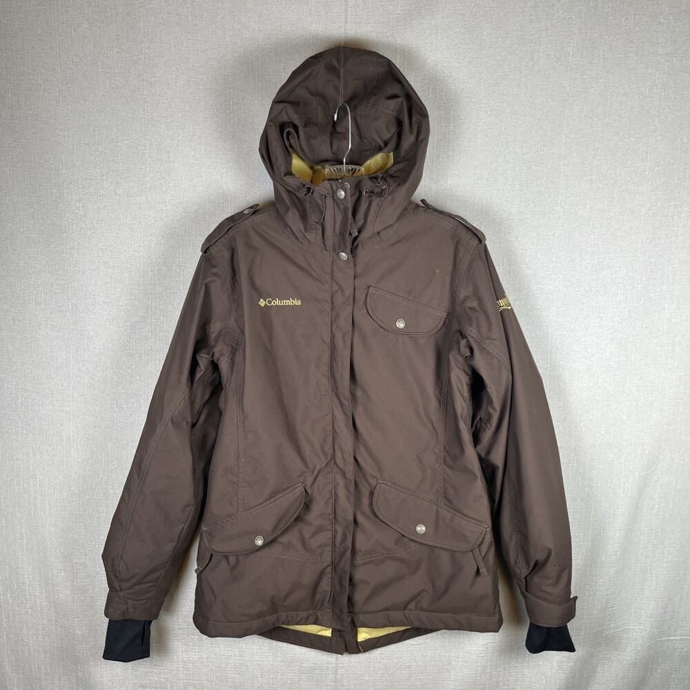 Columbia Convert Womens Full Zip Hooded Jacket Insulated Brown Small Vented EUC